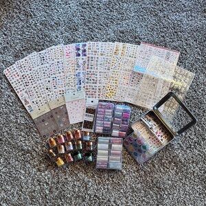 Assorted Nail Art Water Transfer Stickers Nail Foils Mylar and YN nail confetti